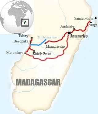 GlobeTracker Avantura Madagaskar - Mapa puta